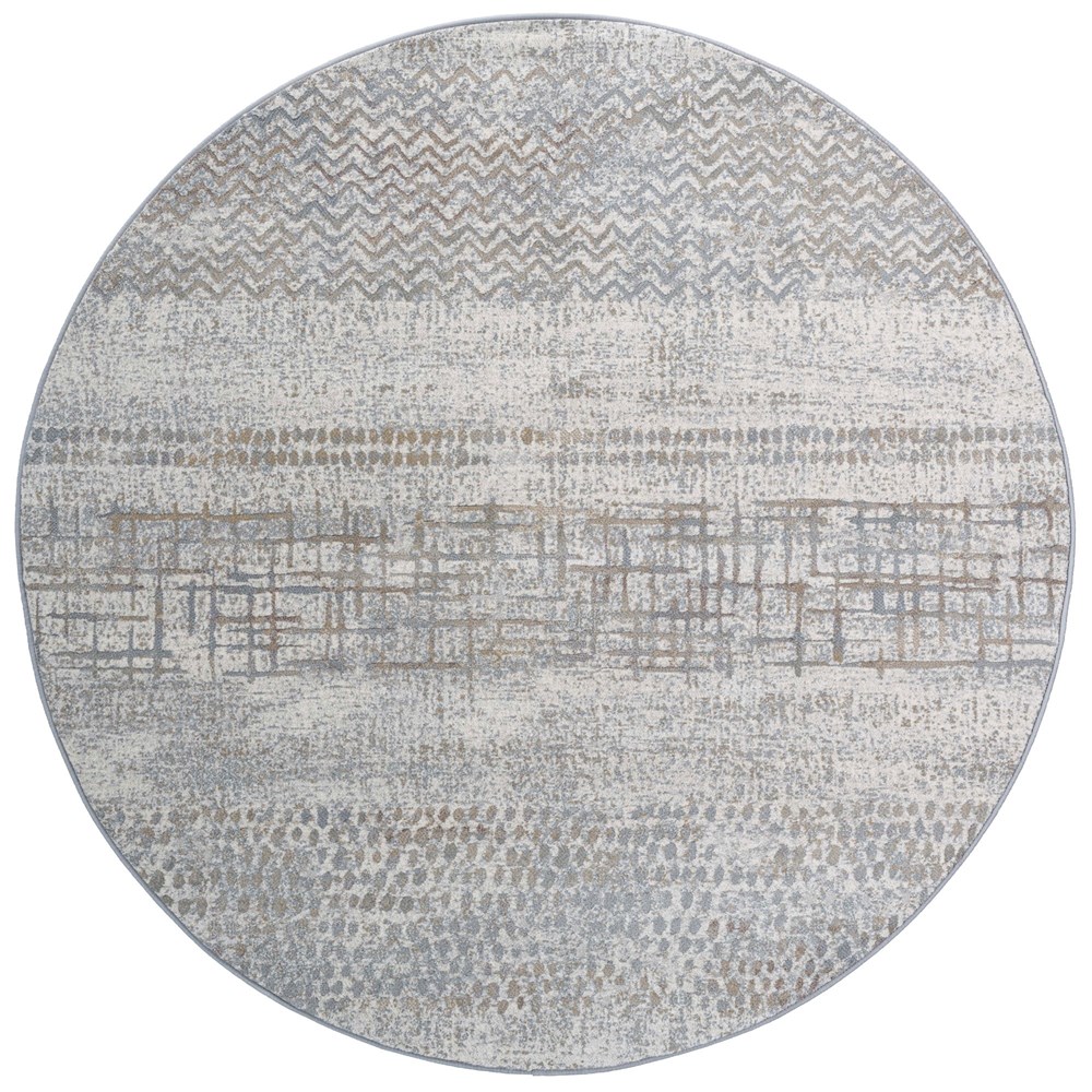 Galleria Modern Abstract Textured Circle Rug 63857 9293 in Grey